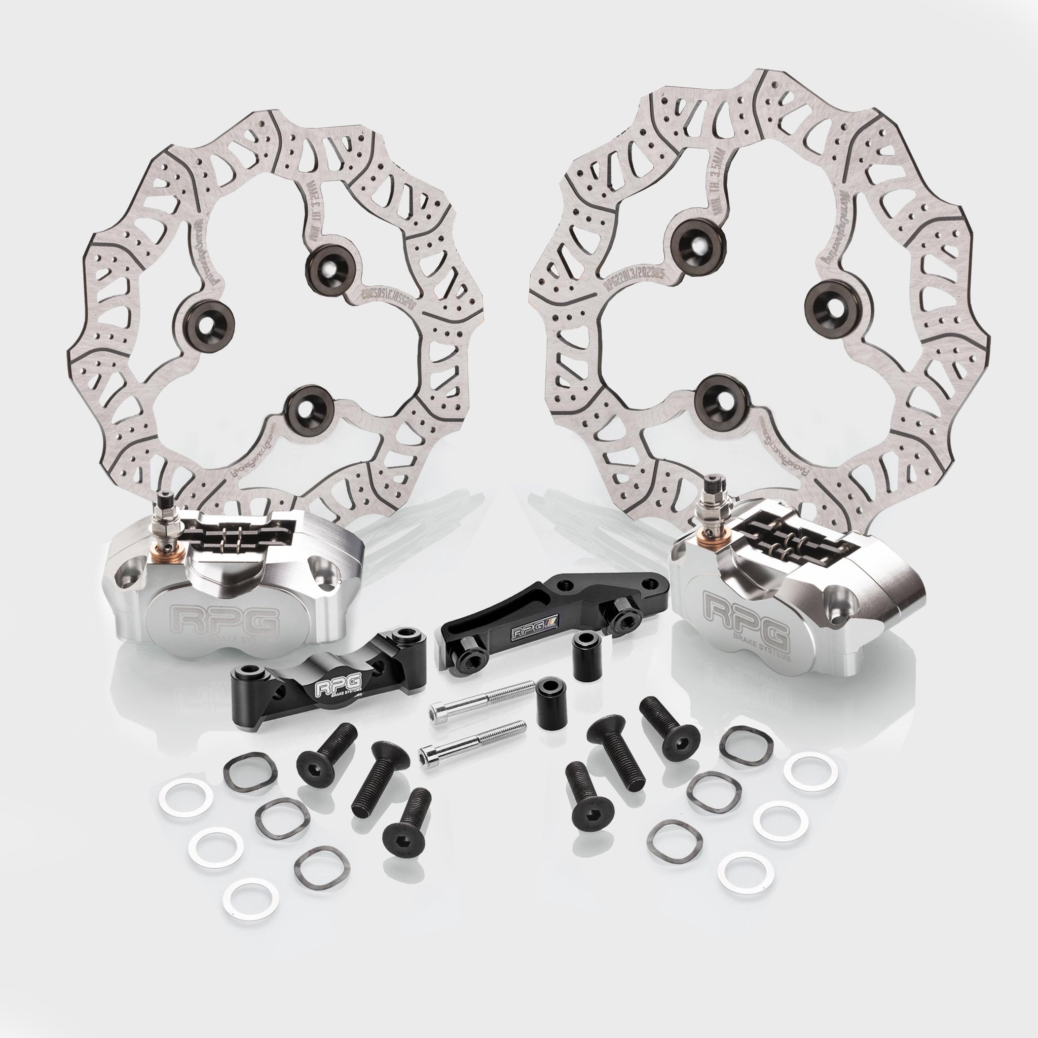 Bremskit Komplett Set RPG Competition 220mm + 200mm Competition Bremsscheibe Vorne Hinten + 4-Kolben Bremssattel + Sintermetall Bremsbeläge Yamaha AeroxRacingProjectGermanyBremsen-Sets4K4k aufnahmebremssattel