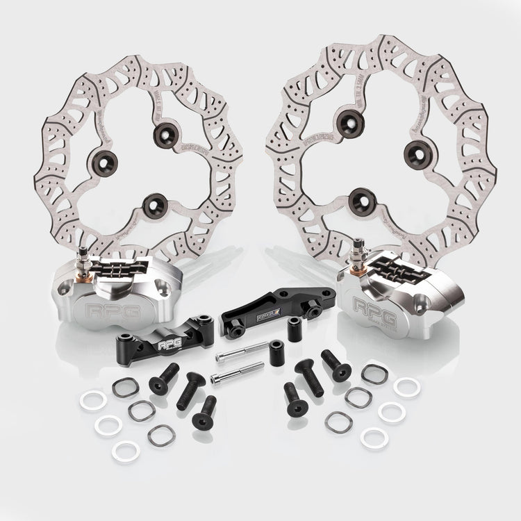 Bremskit Komplett Set RPG Competition 220mm + 200mm Competition Bremsscheibe Vorne Hinten + 4-Kolben Bremssattel + Sintermetall Bremsbeläge Yamaha AeroxRacingProjectGermanyBremsen-Sets4K4k aufnahmebremssattel
