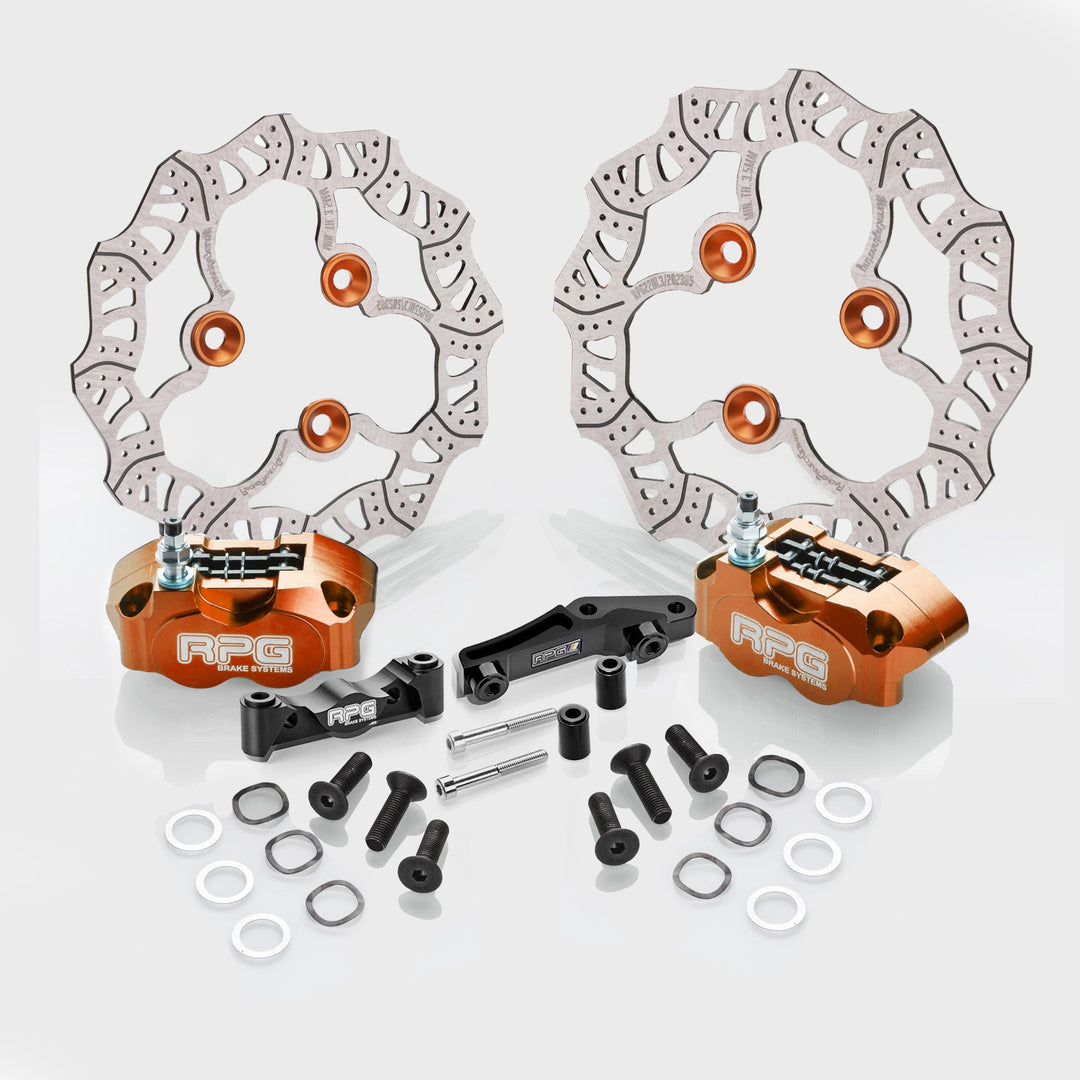 Bremskit Komplett Set RPG Competition 220mm + 200mm Competition Bremsscheibe Vorne Hinten + 4-Kolben Bremssattel + Sintermetall Bremsbeläge Yamaha AeroxRacingProjectGermanyBremsen-Sets4K4k aufnahmebremssattel