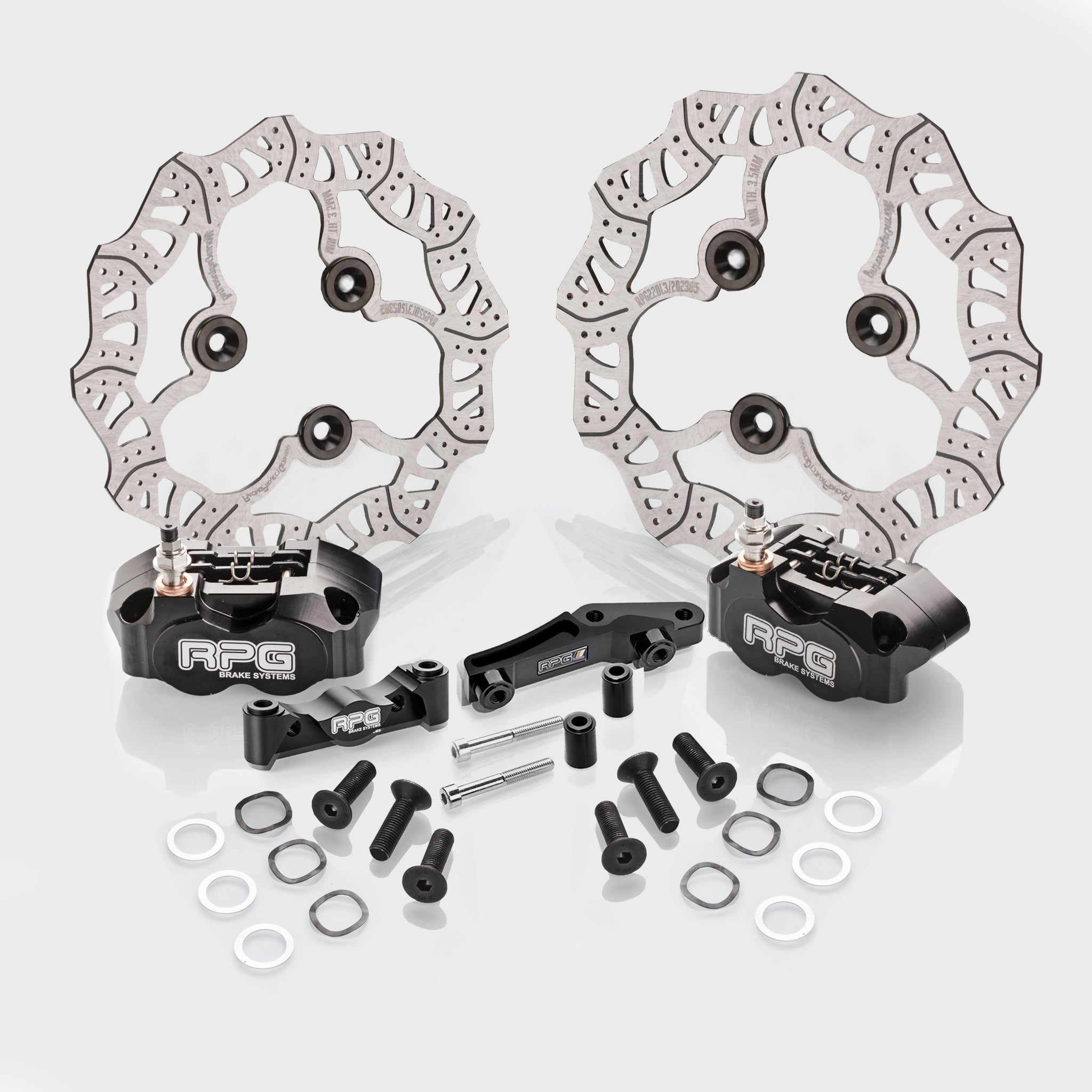 Bremskit Komplett Set RPG Competition 220mm + 200mm Competition Bremsscheibe Vorne Hinten + 4-Kolben Bremssattel + Sintermetall Bremsbeläge Yamaha AeroxRacingProjectGermanyBremsen-Sets4K4k aufnahmebremssattel
