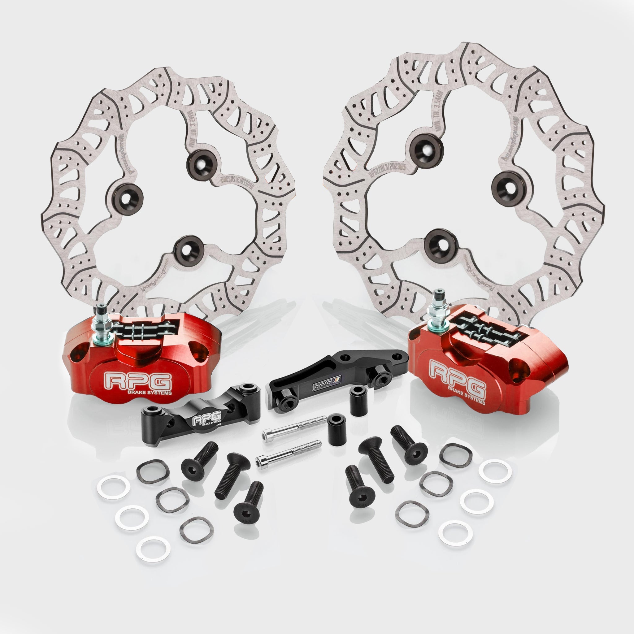 Bremskit Komplett Set RPG Competition 220mm + 200mm Competition Bremsscheibe Vorne Hinten + 4-Kolben Bremssattel + Sintermetall Bremsbeläge Yamaha AeroxRacingProjectGermanyBremsen-Sets4K4k aufnahmebremssattel