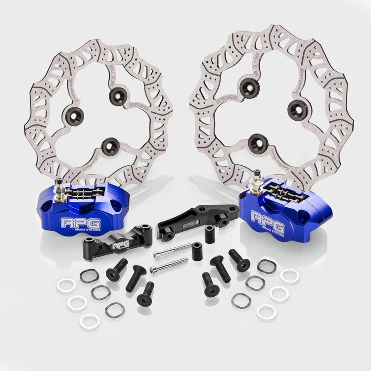 Bremskit Komplett Set RPG Competition 220mm + 200mm Competition Bremsscheibe Vorne Hinten + 4-Kolben Bremssattel + Sintermetall Bremsbeläge Yamaha AeroxRacingProjectGermanyBremsen-Sets4K4k aufnahmebremssattel