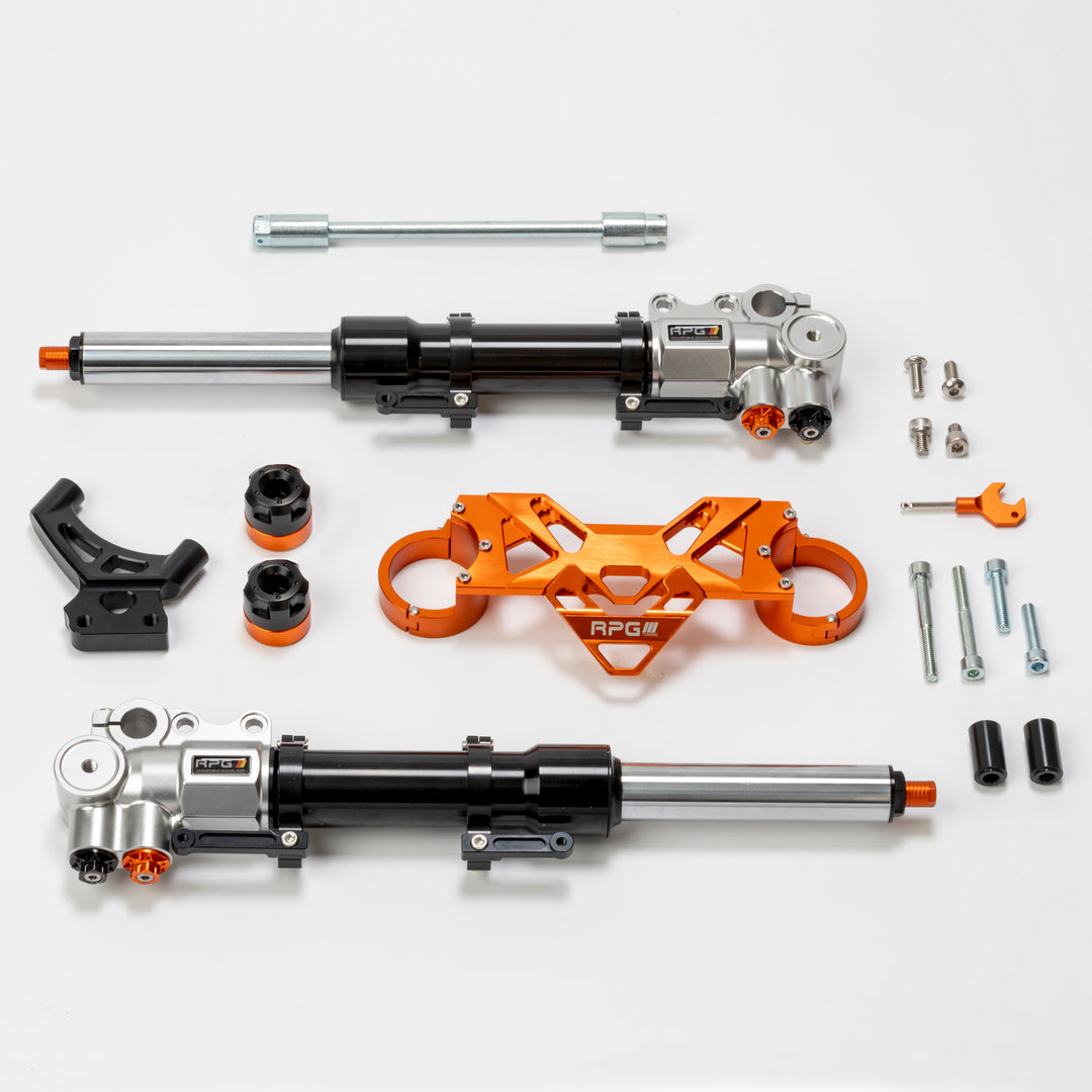 Komplettset: Gabelholme 30mm Voll-Einstellbar, CNC - Yamaha Aerox / Universell