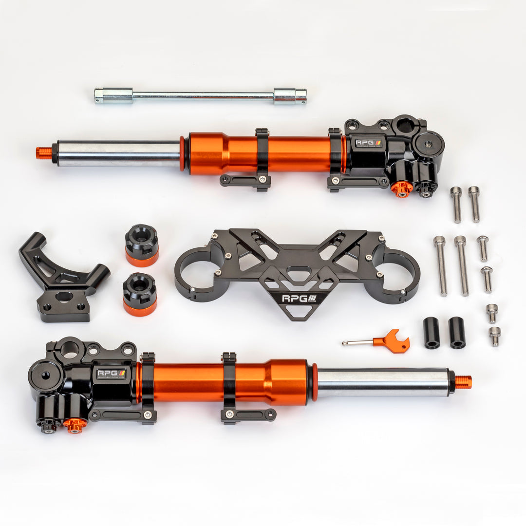 Komplettset: Gabelholme 30mm Voll-Einstellbar, CNC - Yamaha Aerox / Universell