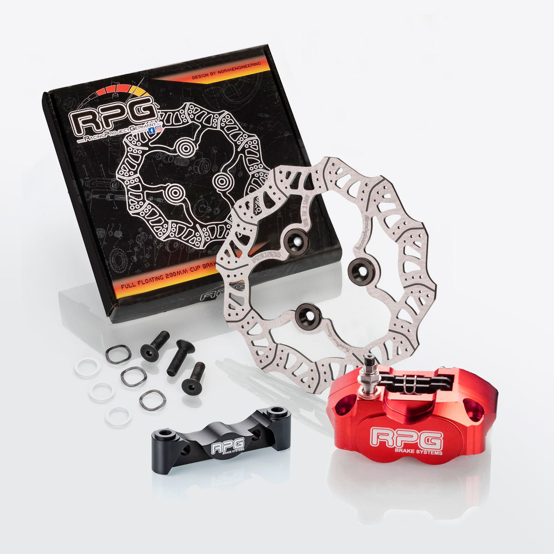 Bremsen Set Hinten: Bremsscheibe 200mm + 4-Kolben Bremssattel + Adapter / Minarelli / Aerox